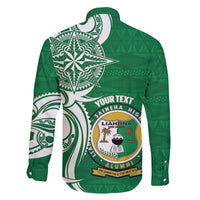 Personalised Liahona - Saineha High School Family Matching Short Sleeve Bodycon Dress and Hawaiian Shirt Tongan Ngatu Pattern - Polynesian Pride