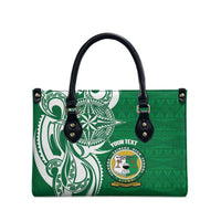 Personalised Liahona - Saineha High School Leather Bag Tongan Ngatu Pattern - Polynesian Pride