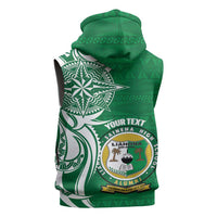 Personalised Liahona - Saineha High School Sleeveless Zip Hoodie Tongan Ngatu Pattern - Polynesian Pride
