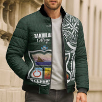Personalised Tonga Takuilau College Bomber Puffer Jacket Est 1975 Tongan Ngatu Pattern - Polynesian Pride