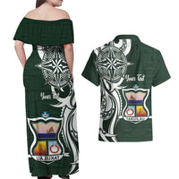 Personalised Tonga Takuilau College Couples Matching Off Shoulder Maxi Dress and Hawaiian Shirt Est 1975 Tongan Ngatu Pattern - Polynesian Pride