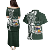 Personalised Tonga Takuilau College Couples Matching Puletasi and Hawaiian Shirt Est 1975 Tongan Ngatu Pattern - Polynesian Pride