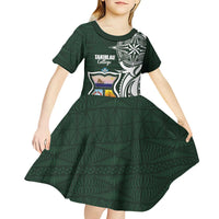 Personalised Tonga Takuilau College Kid Short Sleeve Dress Est 1975 Tongan Ngatu Pattern - Polynesian Pride