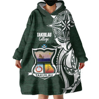 Personalised Tonga Takuilau College Wearable Blanket Hoodie Est 1975 Tongan Ngatu Pattern - Polynesian Pride