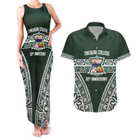 Personalised Tonga Takuilau College Couples Matching Tank Maxi Dress and Hawaiian Shirt 50th Anniversary Ngatu Kupesi - Polynesian Pride