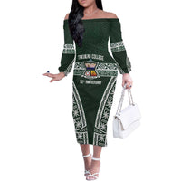 Personalised Tonga Takuilau College Family Matching Off The Shoulder Long Sleeve Dress and Hawaiian Shirt 50th Anniversary Ngatu Kupesi - Polynesian Pride
