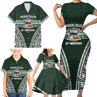 Personalised Tonga Takuilau College Family Matching Short Sleeve Bodycon Dress and Hawaiian Shirt 50th Anniversary Ngatu Kupesi - Polynesian Pride