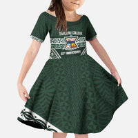 Personalised Tonga Takuilau College Kid Short Sleeve Dress 50th Anniversary Ngatu Kupesi - Polynesian Pride