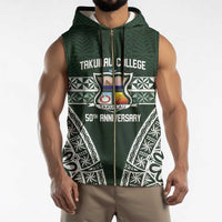 Personalised Tonga Takuilau College Sleeveless Zip Hoodie 50th Anniversary Ngatu Kupesi - Polynesian Pride