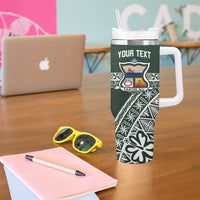 Personalised Tonga Takuilau College Tumbler With Handle 50th Anniversary Ngatu Kupesi - Polynesian Pride