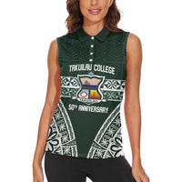Personalised Tonga Takuilau College Women Sleeveless Polo Shirt 50th Anniversary Ngatu Kupesi - Polynesian Pride