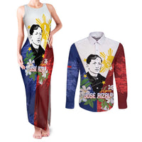Philippines Rizal Day Couples Matching Tank Maxi Dress and Long Sleeve Button Shirt Filipino Sampaguita Grunge Style - Polynesian Pride