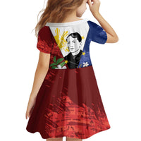 Philippines Rizal Day Kid Short Sleeve Dress Filipino Sampaguita Grunge Style - Polynesian Pride