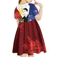 Philippines Rizal Day Kid Short Sleeve Dress Filipino Sampaguita Grunge Style - Polynesian Pride