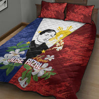 Philippines Rizal Day Quilt Bed Set Filipino Sampaguita Grunge Style - Polynesian Pride