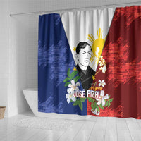 Philippines Rizal Day Shower Curtain Filipino Sampaguita Grunge Style - Polynesian Pride