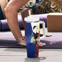 Philippines Rizal Day Tumbler With Handle Filipino Sampaguita Grunge Style - Polynesian Pride