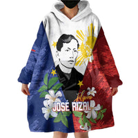 Philippines Rizal Day Wearable Blanket Hoodie Filipino Sampaguita Grunge Style - Polynesian Pride