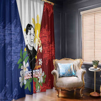 Philippines Rizal Day Window Curtain Filipino Sampaguita Grunge Style - Polynesian Pride