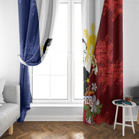 Philippines Rizal Day Window Curtain Filipino Sampaguita Grunge Style - Polynesian Pride