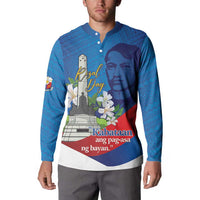 Philippines Rizal Day Button Sweatshirt Filipino Motto Stella Polynesian Pattern - Polynesian Pride