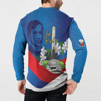 Philippines Rizal Day Button Sweatshirt Filipino Motto Stella Polynesian Pattern - Polynesian Pride