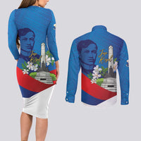 Philippines Rizal Day Couples Matching Long Sleeve Bodycon Dress and Long Sleeve Button Shirt Filipino Motto Stella Polynesian Pattern - Polynesian Pride