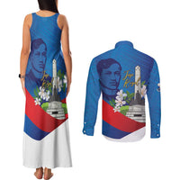 Philippines Rizal Day Couples Matching Tank Maxi Dress and Long Sleeve Button Shirt Filipino Motto Stella Polynesian Pattern - Polynesian Pride