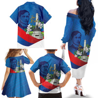 Philippines Rizal Day Family Matching Off The Shoulder Long Sleeve Dress and Hawaiian Shirt Filipino Motto Stella Polynesian Pattern - Polynesian Pride