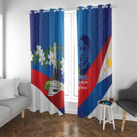 Philippines Rizal Day Window Curtain Filipino Motto Stella Polynesian Pattern - Polynesian Pride