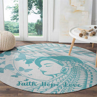 Polynesia Cervical Cancer Awareness Month Round Carpet Polynesian Women Faith Hope Love! LT14 - Polynesian Pride