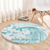 Polynesia Cervical Cancer Awareness Month Round Carpet Polynesian Women Faith Hope Love! LT14 - Polynesian Pride