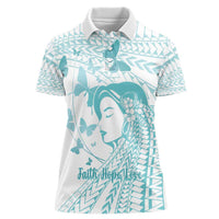 Polynesia Cervical Cancer Awareness Month Women Polo Shirt Polynesian Women Faith Hope Love! LT14 Female White - Polynesian Pride
