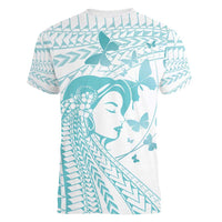 Polynesia Cervical Cancer Awareness Month Women V-Neck T-Shirt Polynesian Women Faith Hope Love! LT14 - Polynesian Pride