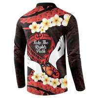 Polynesia AIDS Awareness Month Button Sweatshirt Take The Rights Path Polynesian Pattern