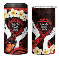Polynesia AIDS Awareness Month 4 in 1 Can Cooler Tumbler Take The Rights Path Polynesian Pattern