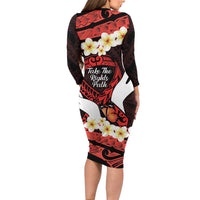 Polynesia AIDS Awareness Month Family Matching Long Sleeve Bodycon Dress and Hawaiian Shirt Take The Rights Path Polynesian Pattern