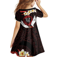 Polynesia AIDS Awareness Month Kid Short Sleeve Dress Take The Rights Path Polynesian Pattern