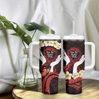Polynesia AIDS Awareness Month Tumbler With Handle Take The Rights Path Polynesian Pattern
