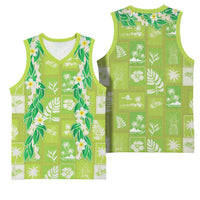 Aloha Hawaii Tuberose Lei Basketball Jersey Tropical Vibes Green Color - Polynesian Pride