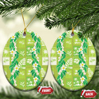 Aloha Hawaii Tuberose Lei Ceramic Ornament Tropical Vibes Green Color - Polynesian Pride