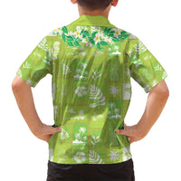 Aloha Hawaii Tuberose Lei Family Matching Puletasi and Hawaiian Shirt Tropical Vibes Green Color LT14 - Polynesian Pride