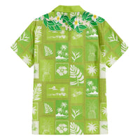 Aloha Hawaii Tuberose Lei Family Matching Puletasi and Hawaiian Shirt Tropical Vibes Green Color LT14 - Polynesian Pride