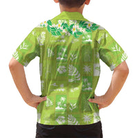 Aloha Hawaii Tuberose Lei Family Matching Summer Maxi Dress and Hawaiian Shirt Tropical Vibes Green Color LT14 - Polynesian Pride