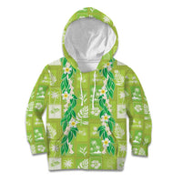 Aloha Hawaii Tuberose Lei Kid Hoodie Tropical Vibes Green Color - Polynesian Pride