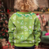 Aloha Hawaii Tuberose Lei Kid Ugly Christmas Sweater Tropical Vibes Green Color - Polynesian Pride