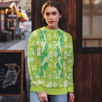 Aloha Hawaii Tuberose Lei Ugly Christmas Sweater Tropical Vibes Green Color - Polynesian Pride