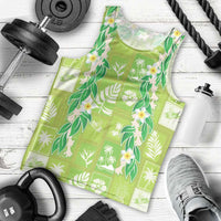 Aloha Hawaii Tuberose Lei Men Tank Top Tropical Vibes Green Color - Polynesian Pride