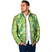 Aloha Hawaii Tuberose Lei Padded Jacket Tropical Vibes Green Color - Polynesian Pride