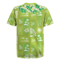 Aloha Hawaii Tuberose Lei Rugby Jersey Tropical Vibes Green Color - Polynesian Pride